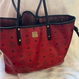 Red MCM leather bag